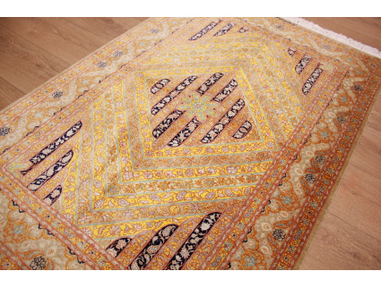 Persian carpet Qum pure Silk 147x98 cm Gold