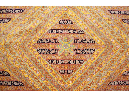 Persian carpet Qum pure Silk 147x98 cm Gold