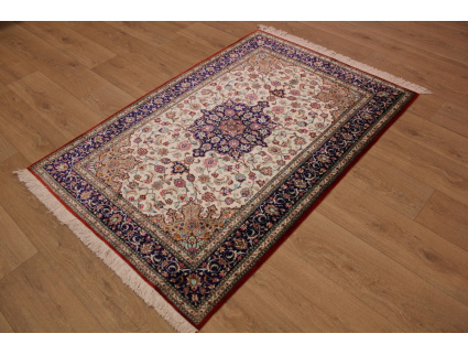 Persian Qum pure Silk rug 158x108 cm Beige