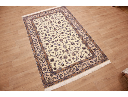 Perser Teppich "Nain" 6la mit Seide 250x157 cm Beige