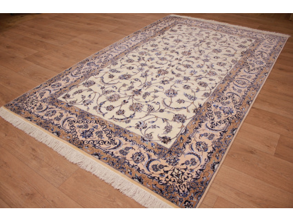 Perser Teppich "Nain" 6la mit Seide 250x157 cm Beige