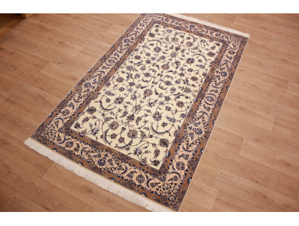 Perser Teppich "Nain" 6la mit Seide 250x157 cm Beige