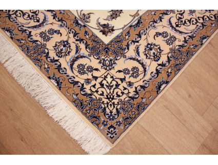 Persian carpet "Nain" 6la with silk 250x157 cm Beige