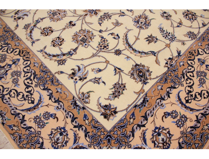 Persian carpet "Nain" 6la with silk 250x157 cm Beige