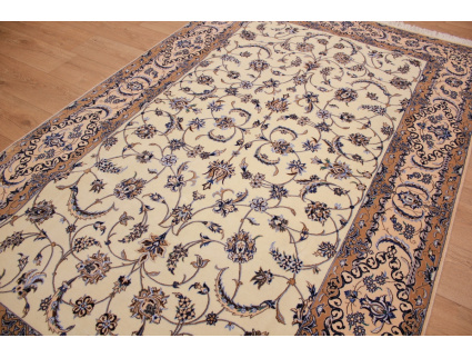 Perser Teppich "Nain" 6la mit Seide 250x157 cm Beige