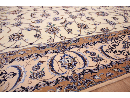 Persian carpet "Nain" 6la with silk 250x157 cm Beige