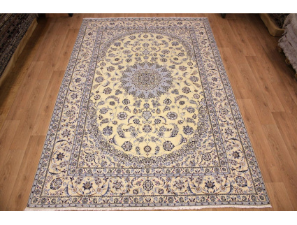 Persian carpet "Nain" with Silk 360x240 cm Beige