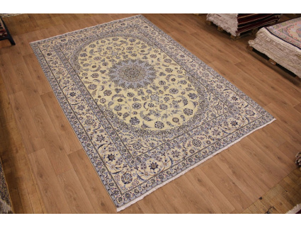 Persian carpet "Nain" with Silk 360x240 cm Beige