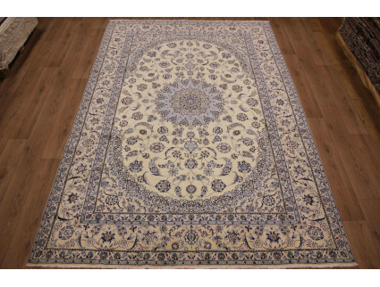 Persian carpet "Nain" with Silk 360x240 cm Beige