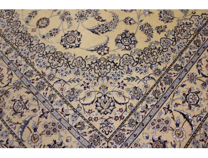 Persian carpet "Nain" with Silk 360x240 cm Beige