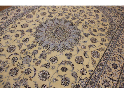 Persian carpet "Nain" with Silk 360x240 cm Beige