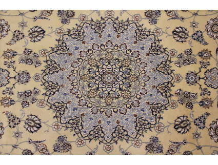 Persian carpet "Nain" with Silk 360x240 cm Beige