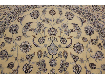 Persian carpet "Nain" with Silk 360x240 cm Beige