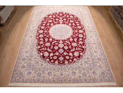 Persian carpet Nain with Silk 365x250 cm Red