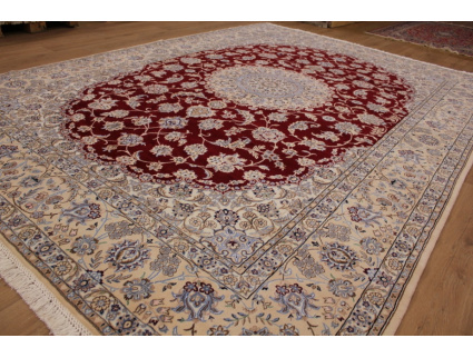 Persian carpet Nain with Silk 365x250 cm Red