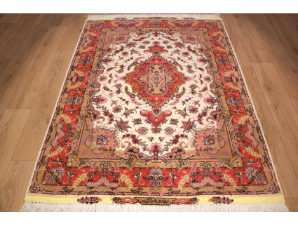 Perserteppich Täbriz mit Seide 205x154 cm Beige