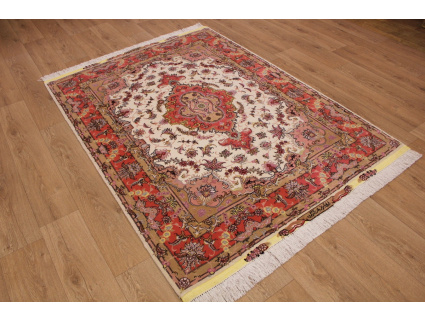 Perserteppich Täbriz mit Seide 205x154 cm Beige