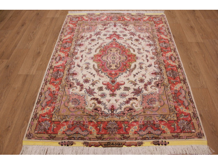 Perserteppich Täbriz mit Seide 205x154 cm Beige