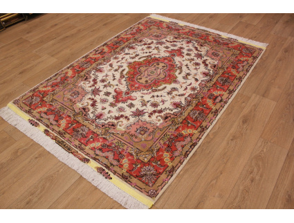 Persian carpet Tabriz with Silk 205x154 cm Beige