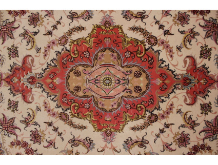 Persian carpet Tabriz with Silk 205x154 cm Beige