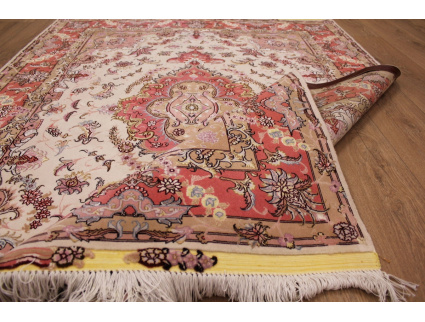 Persian carpet Tabriz with Silk 205x154 cm Beige