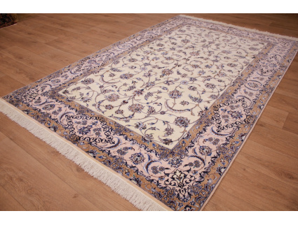 Perser Teppich Nain 6la mit Seide 245x160 cm Beige