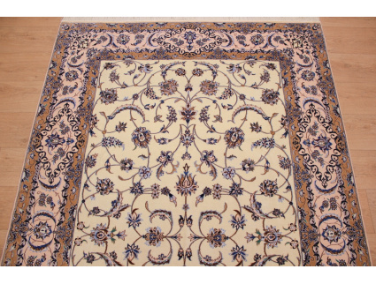 Perser Teppich Nain 6la mit Seide 245x160 cm Beige