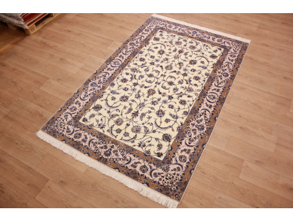 Perser Teppich Nain 6la mit Seide 245x160 cm Beige