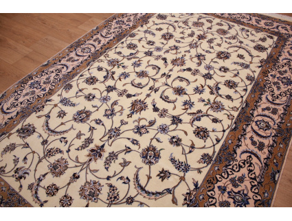 Perser Teppich Nain 6la mit Seide 245x160 cm Beige