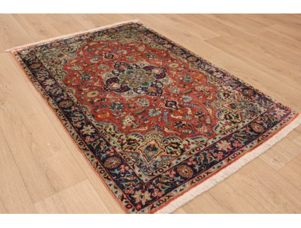 Old Persian silk carpet Qum 142x95 cm Red