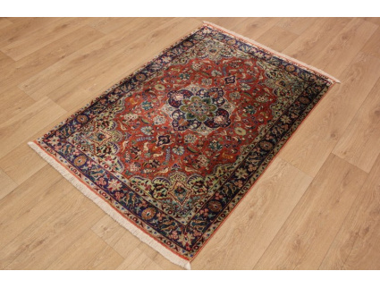 Old Persian silk carpet Qum 142x95 cm Red