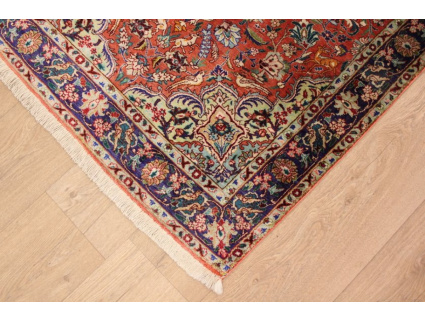 Old Persian silk carpet Qum 142x95 cm Red