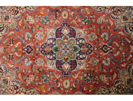 Old Persian silk carpet Qum 142x95 cm Red