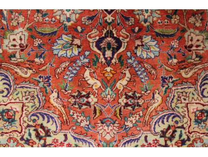 Old Persian silk carpet Qum 142x95 cm Red