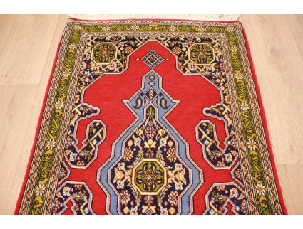 Perser Teppich Ghom Wollteppich 132x75 cm Rot