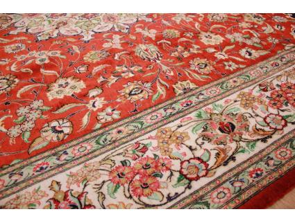 Pure Silk persian carpet Ghom 295x200 cm Red