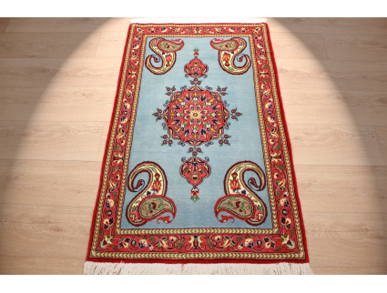 Persian carpet "Ghom" virgin wool 125x78 cm Blue