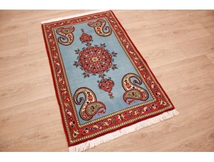 Perser Teppich "Ghom" Orientteppich 125x78 cm Blau