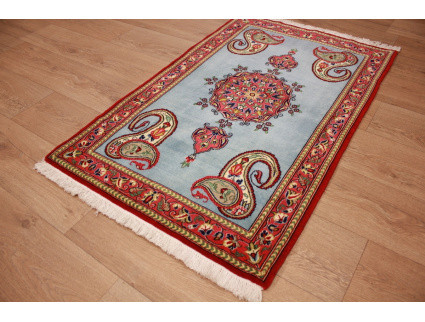 Persian carpet "Ghom" virgin wool 125x78 cm Blue