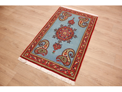 Persian carpet "Ghom" virgin wool 125x78 cm Blue