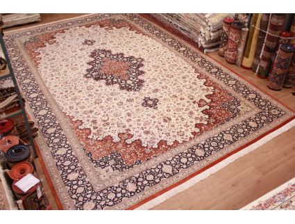 Exklusiver Seidenteppich Gom Palastteppich Beige 591x390 cm