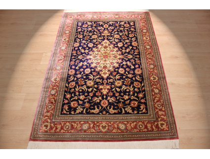 Persian carpet "Ghom" pure Silk rug 200x135 cm Blue