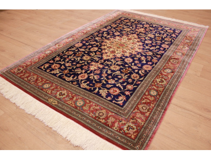 Persian carpet "Ghom" pure Silk rug 200x135 cm Blue