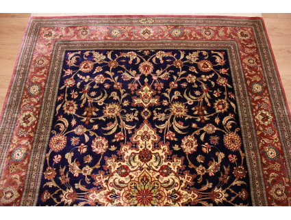 Persian carpet "Ghom" pure Silk rug 200x135 cm Blue