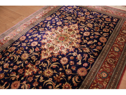 Persian carpet "Ghom" pure Silk rug 200x135 cm Blue