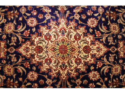 Persian carpet "Ghom" pure Silk rug 200x135 cm Blue