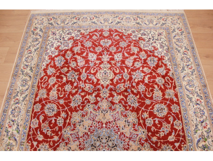 Perserteppich Nain 6la mit Seide 242x175 cm Rot