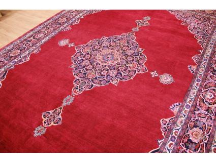 Persian carpet "Kashan" pure wool 452x306 cm Red