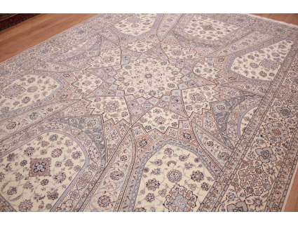 Persian carpet "Nain" 6la with Silk 355x255 cm Beige