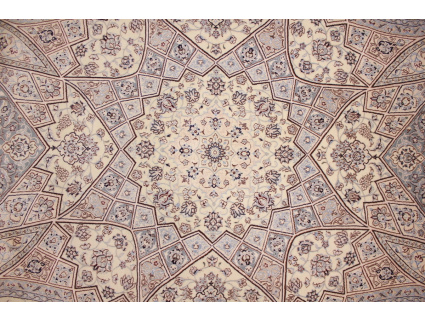 Perserteppich "Nain" 6la mit Seide 355x255 cm Beige